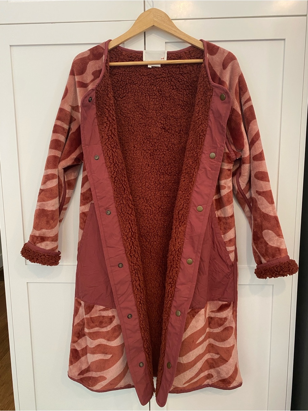 Anthropologie Margot Reversible Sherpa Coat Rust Terracotta Fleece Jacket Small